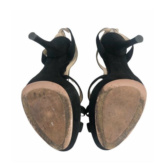 Prada Black Suede Open-Toe Platform Strappy Sandals 7 - Picture 7 of 11